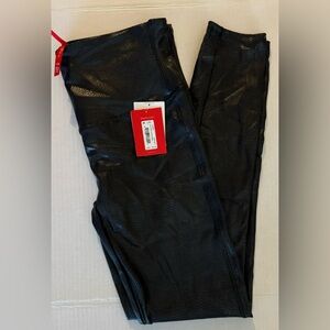 SPANX Large Black Faux Leather Leggings Shapewear 20186R